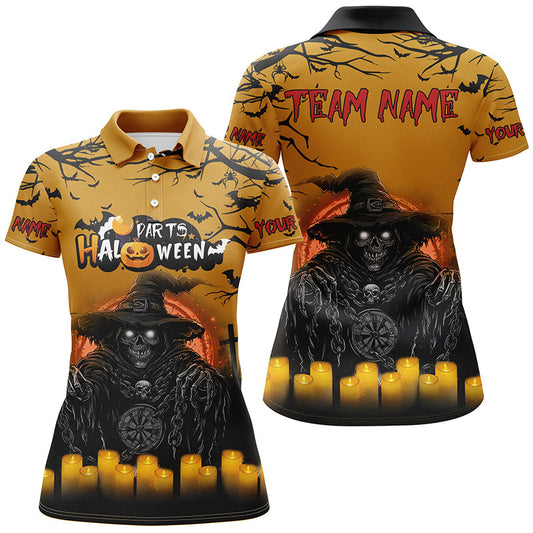 Individuelles Death-Skeleton Halloween Herren Poloshirt, Lustiges Darttrikot für Team TDM2619