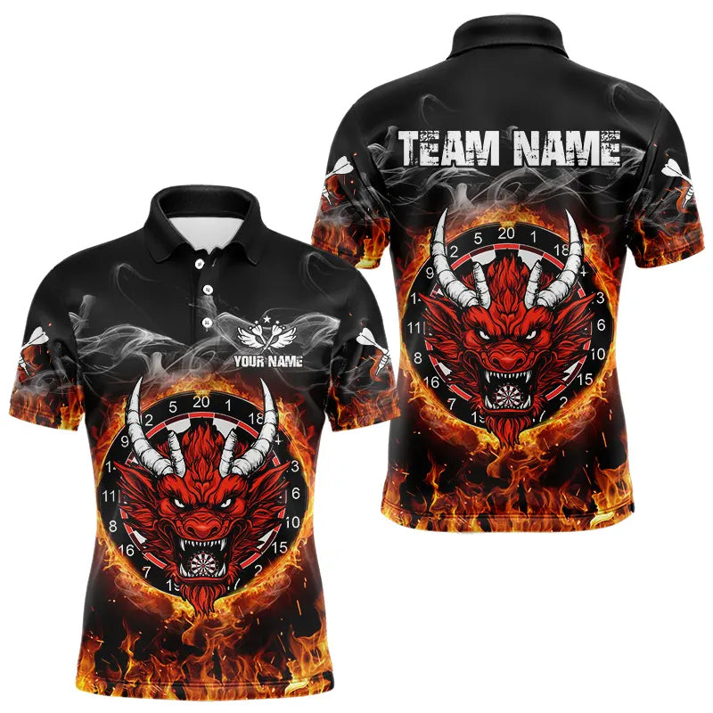 Individuelles Feuer-Dartbrett-Drachen-Dart-Poloshirt für Herren – Team-Darttrikot TDM3807