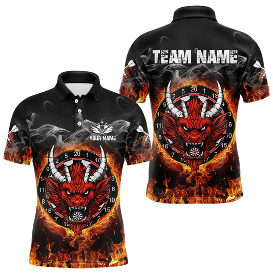 Individuelles Feuer-Dartbrett-Drachen-Dart-Poloshirt für Herren – Team-Darttrikot TDM3807