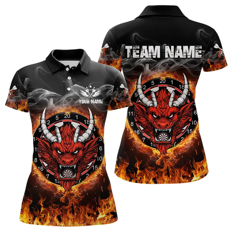 Individuelles Feuer-Dartbrett-Drachen Dart-Poloshirt für Damen – Team Dart Trikot TDM3807