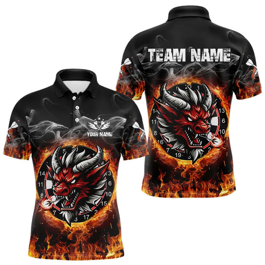 Individuelles Feuer-Dartbrett-Drachen-Dart-Poloshirt für Herren – Team-Darttrikot TDM3808