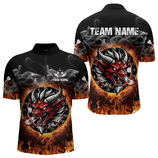 Individuelles Feuer Dartboard Drache Dart Viertelreißverschluss Herren Shirt – Team Dart Trikot TDM3808