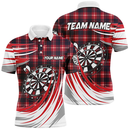 Individuelles Rotes Dartbrett Karo-Muster Dart Poloshirt Für Herren, Dart Teamtrikot TDM1537