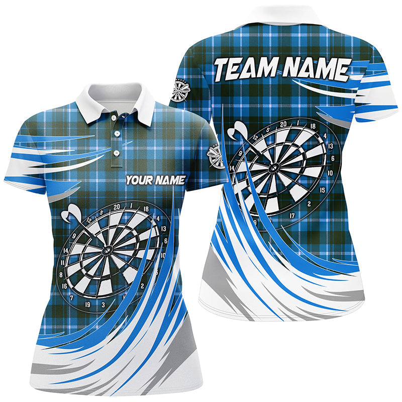 Individuelles Blaues Dartbrett Karo-Muster Dartshirt Für Herren, Dart Teamtrikot TDM1538