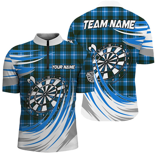 Blaues Dartboard Karo Muster Dart Herren Shirt, Dart Team Trikot TDM1538