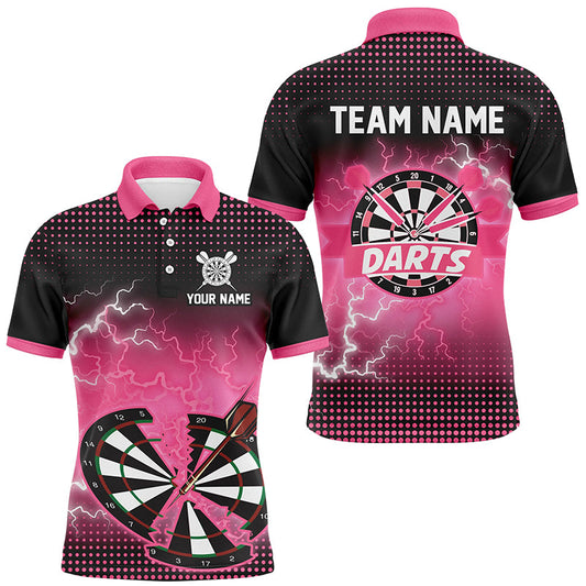 Individuelles Pinkes Crack Dartbrett Thunder Lightning Herren Poloshirt, Dart Teamtrikot TDM1924