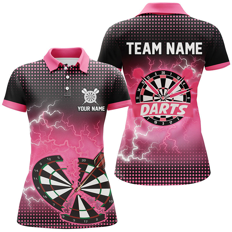 Individuelles Pinkes Crack Dartbrett Thunder Lightning Herren Poloshirt, Dart Teamtrikot TDM1924