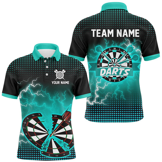 Individuelles Türkises Crack Dartbrett Thunder Lightning Herren Poloshirt, Darttrikot TDM1925