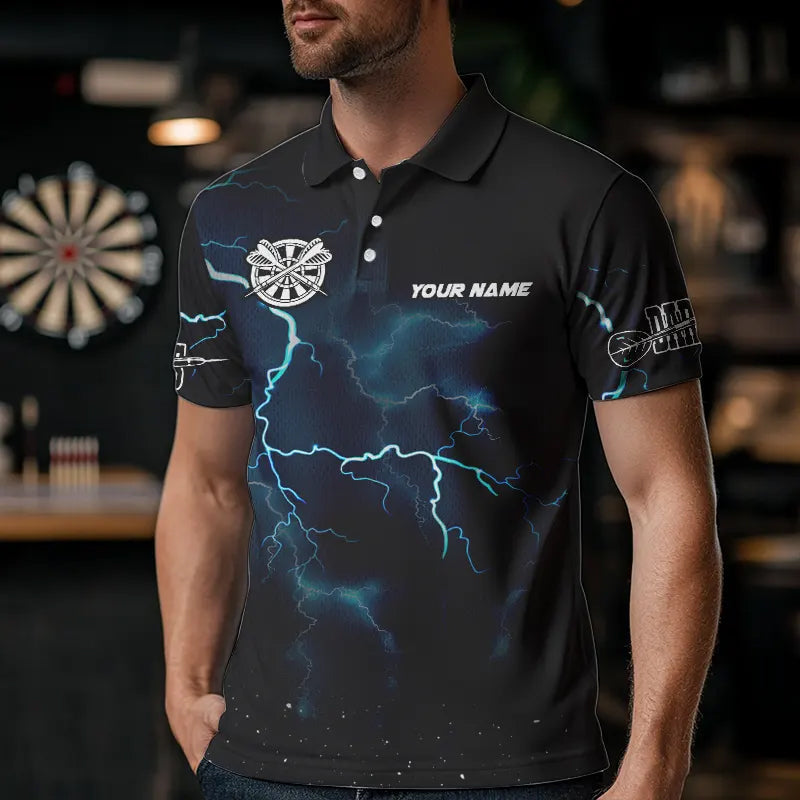 Personalisierter Donner Blitz Tornado Lustige Maßgeschneiderte Herren Dartshirts, Coole Dart Teamtrikots TDM3109