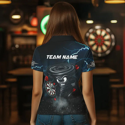 Donner Blitz Tornado lustige personalisierte Dartshirts für Damen, coole Dart-Teamtrikots TDM3109