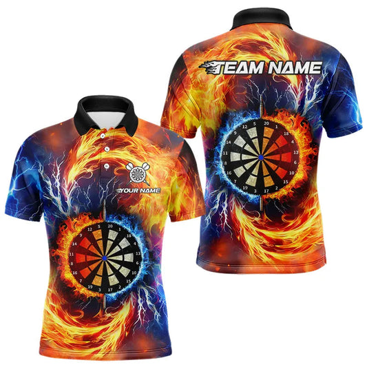 Personalisierte Dartboard Wasser Feuer Donner Blitz Herren Dartshirts, Darts Teamtrikots TDM3510
