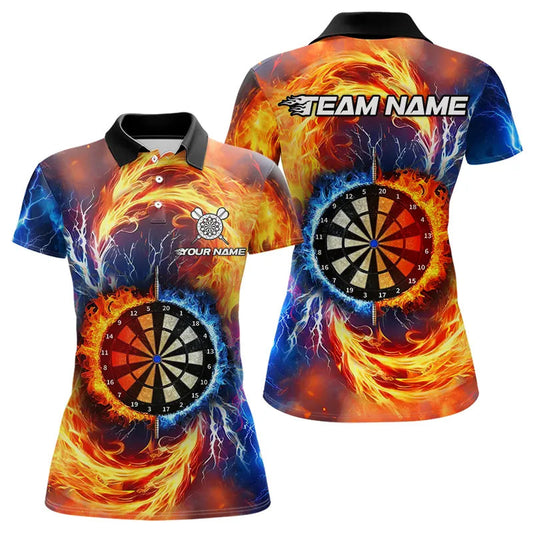 Dartboard Wasser Feuer personalisierte Dartshirts mit Tasche für Damen, Darttrikots TDM3510