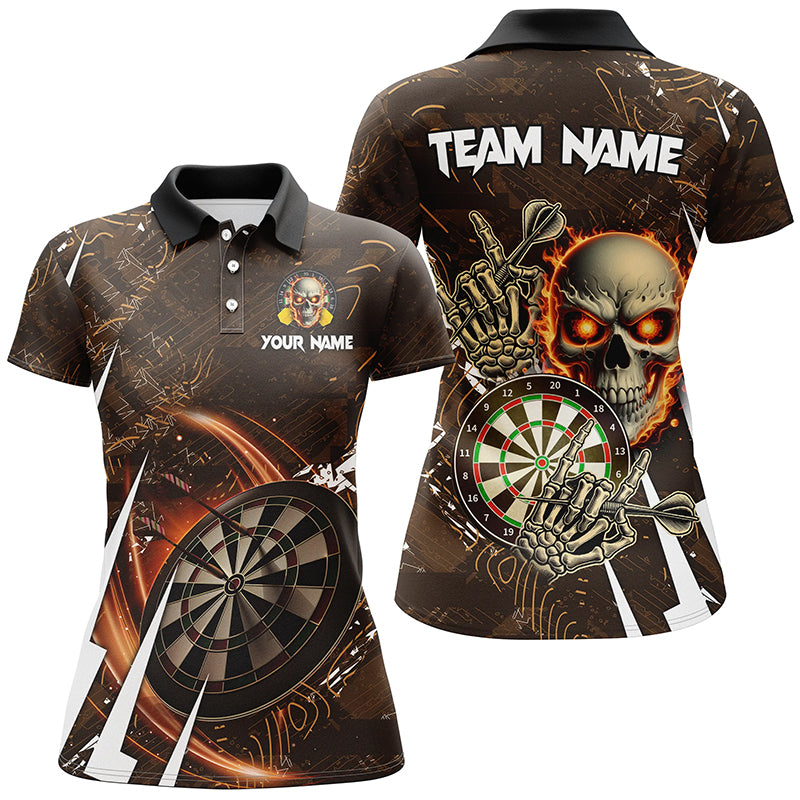 Personalisierte 3D-Schädel Darts Polo & Zip-Shirts – Coole Damen Dart League Teamtrikots TDM2391