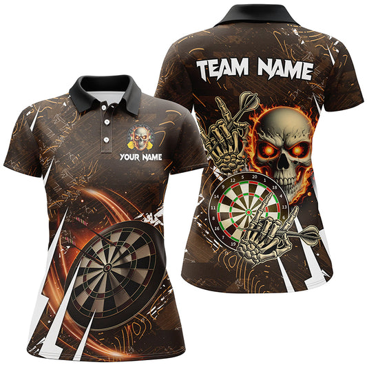 Personalisierte 3D-Schädel Darts Polo & Zip-Shirts – Coole Damen Dart League Teamtrikots TDM2391