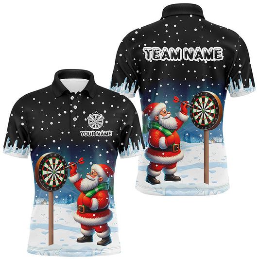 Individuelles Lustiges Santa Spielt Darts Schnee Herren Poloshirt, Weihnachts Dart Trikot TDM2869