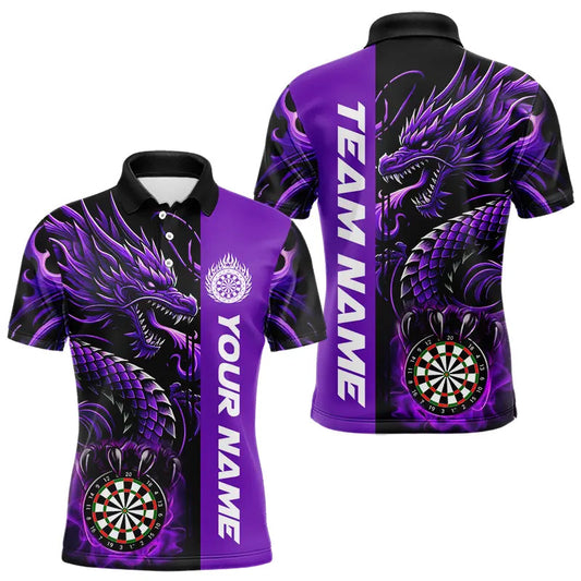 Individuelles Drachen-Poloshirt für Herren, lila Darttrikot-Liga-Teamuniform TDM3501