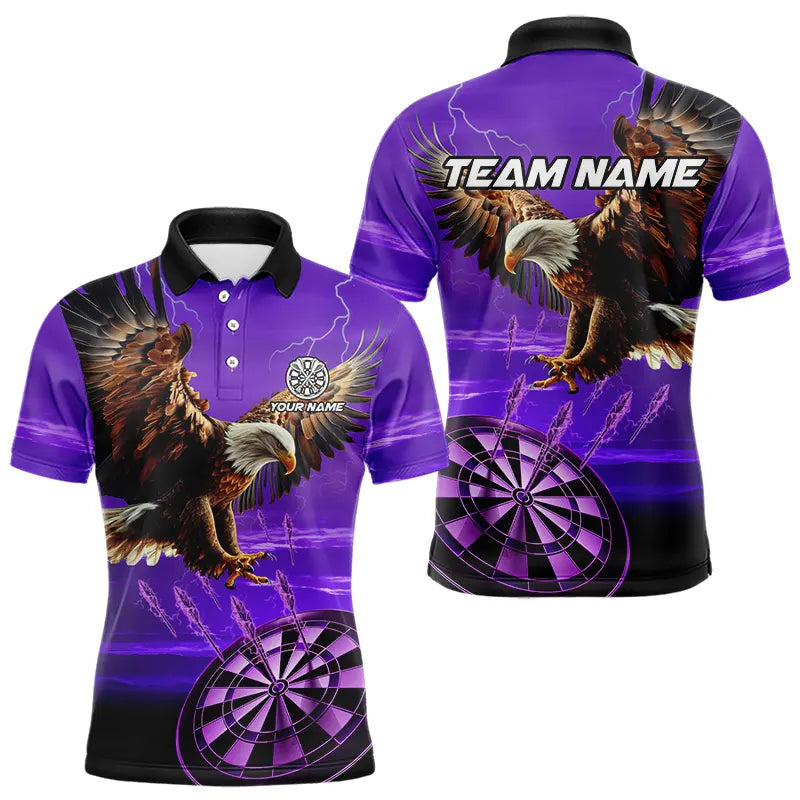 Individuelles lila Dartbrett-Adler-Dart-Poloshirt für Herren – Team-Darttrikot TDM3809