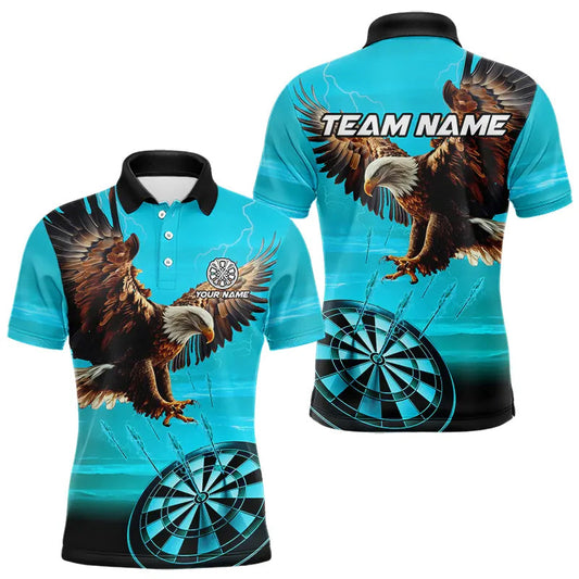 Individuelles cyanblaues Dartbrett-Adler-Dart-Poloshirt für Herren – Team-Darttrikot TDM3810