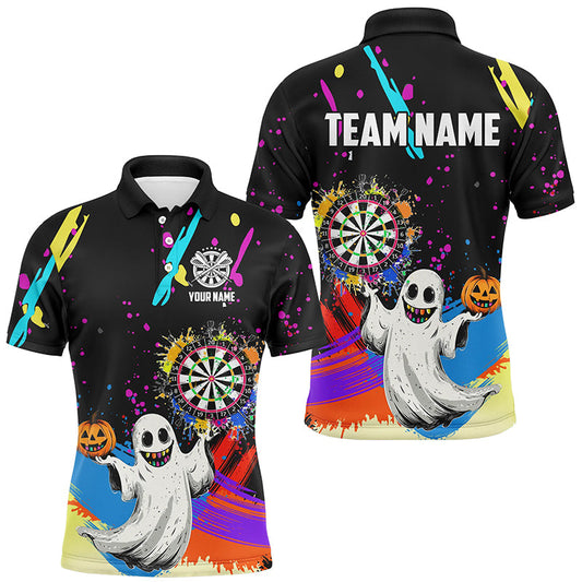 Individuelles Buntes Dartbrett Lustiger Geist Herren Poloshirt, Halloween Darts-Trikot TDM2655