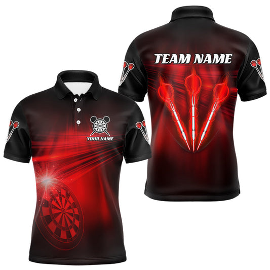Individuelles rotes Dart-Blitzlicht-Poloshirt für Herren, Dart-Team-Shirt Darttrikot TDM3110