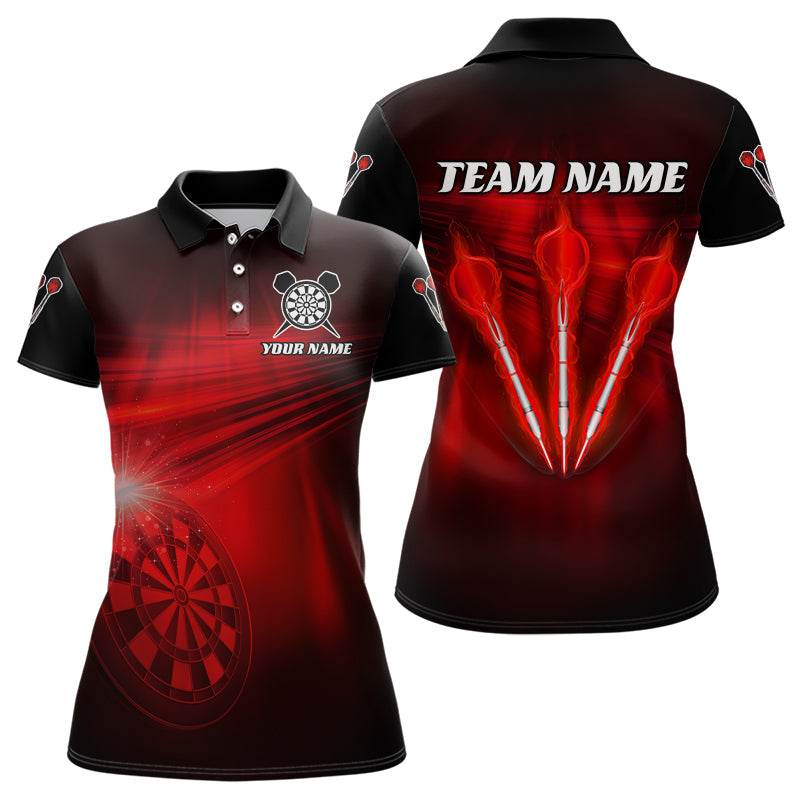 Individuelles Rotes Dart Blitzlicht Dart Poloshirt für Damen, Dart Team Shirt Dart Trikot TDM3110