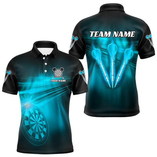 Individuelles blaues Dart-Blitzlicht-Poloshirt für Herren, Dart-Teamtrikot TDM3111