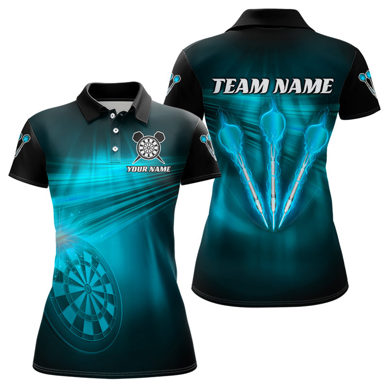 Individuelles Blaues Dart Blitzlicht Dart Damen Poloshirt, Dart Team Trikot TDM3111