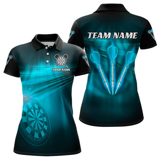 Individuelles Blaues Dart Blitzlicht Dart Damen Poloshirt, Dart Team Trikot TDM3111
