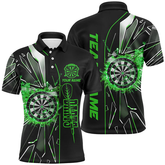 Individuelles Grünes Break Glass Herren Poloshirt, Dart Liga Trikot TDM2151