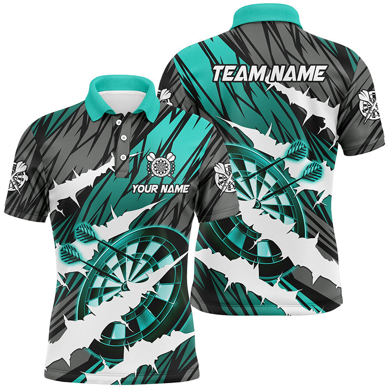 Individuelles Türkises Dartbrett Lustiges Crack Dart Herren Poloshirt, Dart Teamtrikot TDM1728