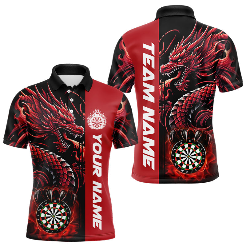 Maßgeschneiderte Drachen Herren Dartshirts, Personalisierte 3D Dart Liga Uniform Beste Darttrikots |Rot TDM3136