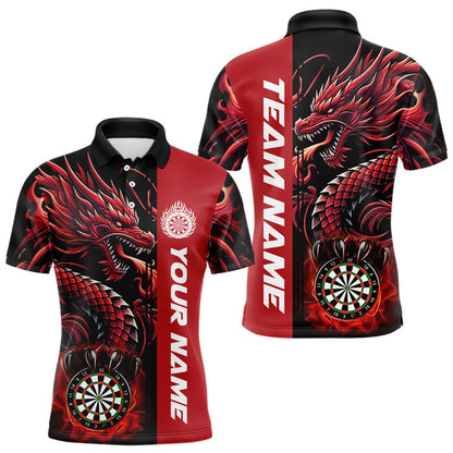 Maßgeschneiderte Drachen Herren Dartshirts, Personalisierte 3D Dart Liga Uniform Beste Darttrikots |Rot TDM3136