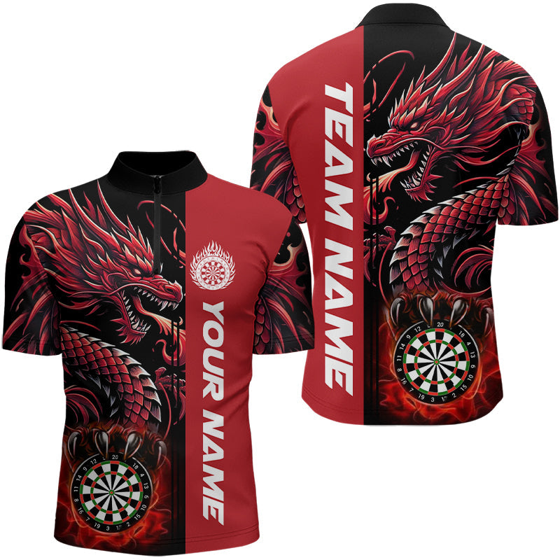 Maßgeschneiderte Drachen Herren Dartshirts, Personalisierte 3D Dart Liga Uniform Beste Darttrikots |Rot TDM3136