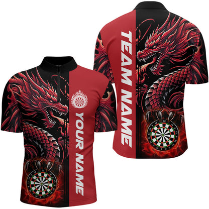 Maßgeschneiderte Drachen Herren Dartshirts, Personalisierte 3D Dart Liga Uniform Beste Darttrikots |Rot TDM3136