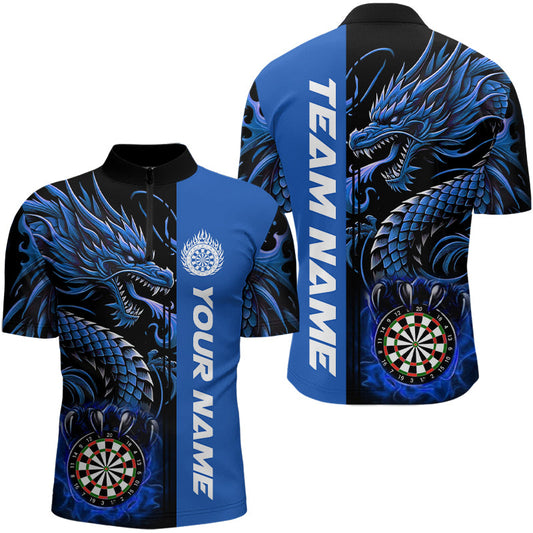 Individuelles Drachen Herren Shirt mit Viertelreißverschluss, Dart Liga Team Rotes Dart Trikot TDM3137
