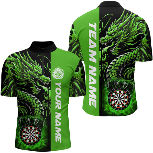 Individuelles Drachen Herren Shirt mit Viertelreißverschluss, Dart Liga Team Rotes Dart Trikot TDM3138