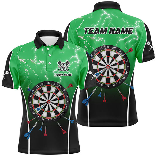 Individuelles Donner Blitz Dartbrett Grün Herren Poloshirt, Dart Teamtrikot TDM1371