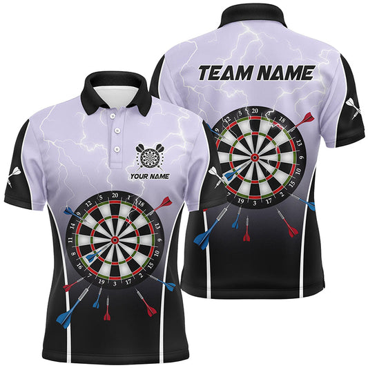 Individuelles Donner Blitz Dartbrett Grau Herren Poloshirt, Dart Teamtrikot TDM1372