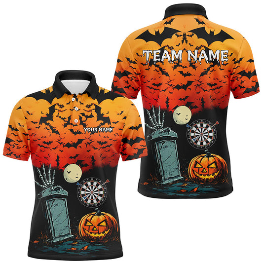 Individuelles Halloween-Spuk-Nacht-Dart-Poloshirt für Herren, Lustiges Gruseliges Dart-Geschenk TDM2666