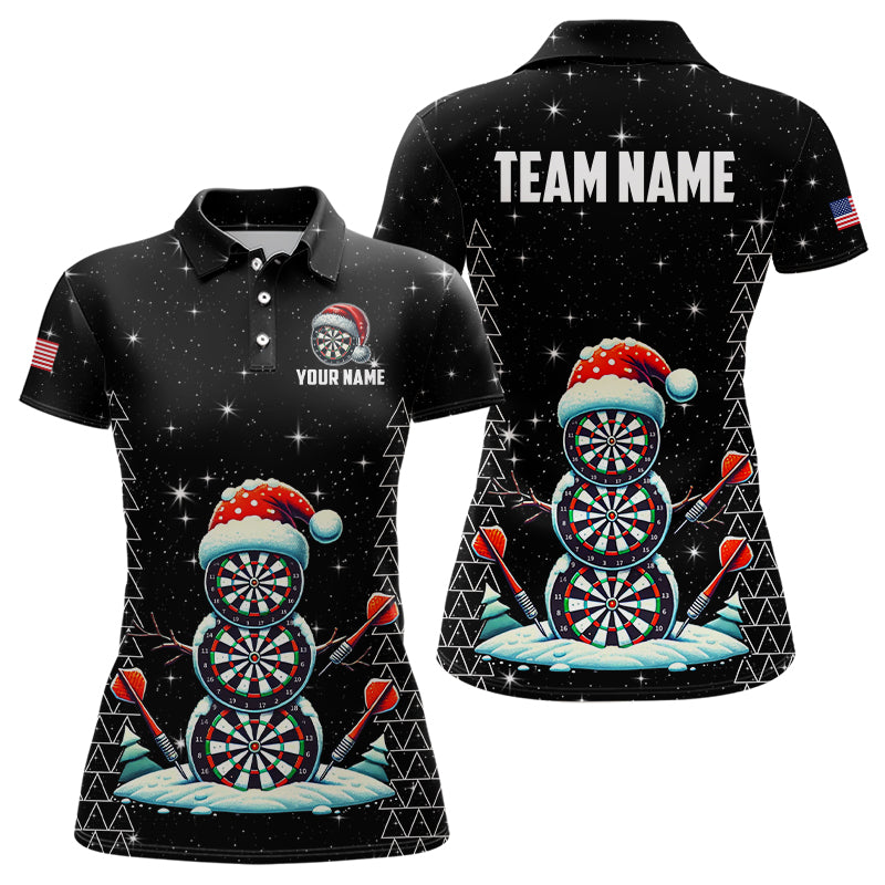 Individuelles Galaxy Lustiges Schneeflocken Dartbrett Dart-Poloshirt für Damen, Dart-Trikot Xmas Geschenk TDM3143