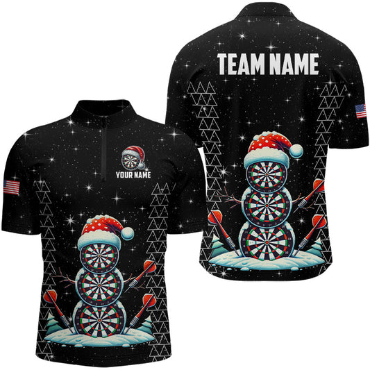 Individuelles Galaxy Lustiges Schneefall Darts Board Herren Shirt mit Viertelreißverschluss, Dart Trikot Xmas Geschenk TDM3143