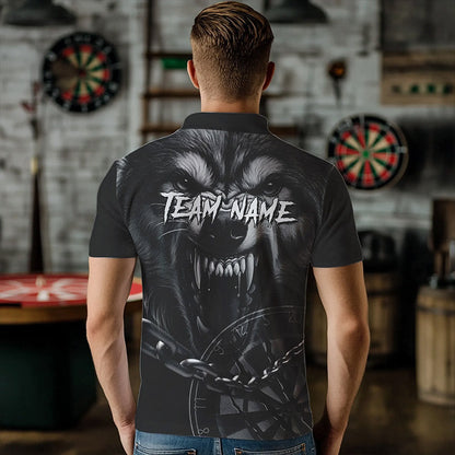Personalisierter Knurrender Wolf Darts Polo & Viertelreißverschluss Maßgeschneiderte Herren Dartshirts Cooles Darttrikot TDM3374