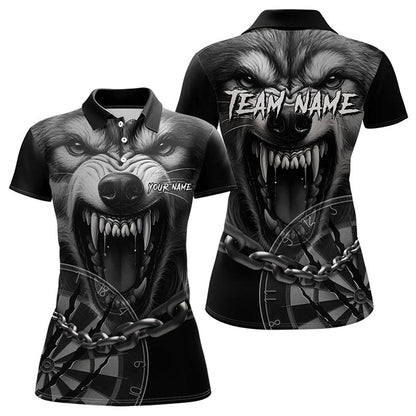 Knurrender Wolf Dartpolo & 1/4 Reißverschluss personalisierte Dartshirts für Damen, Darttrikots TDM3374