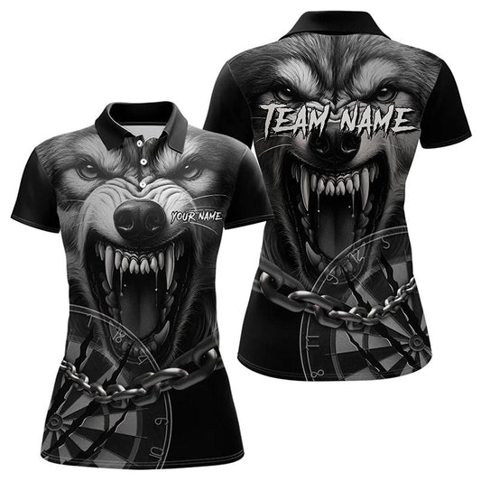 Knurrender Wolf Dartpolo & 1/4 Reißverschluss personalisierte Dartshirts für Damen, Darttrikots TDM3374