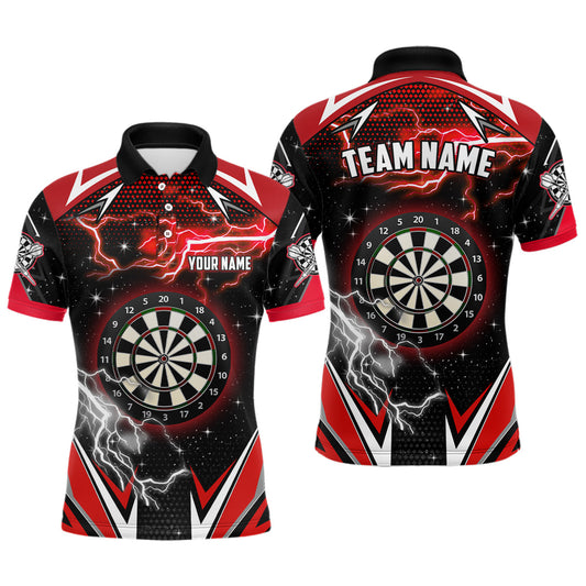 Individuelles Thunder Lightning Rote Dart Trikots für Herren, Team Liga Dart Shirts TDM1192
