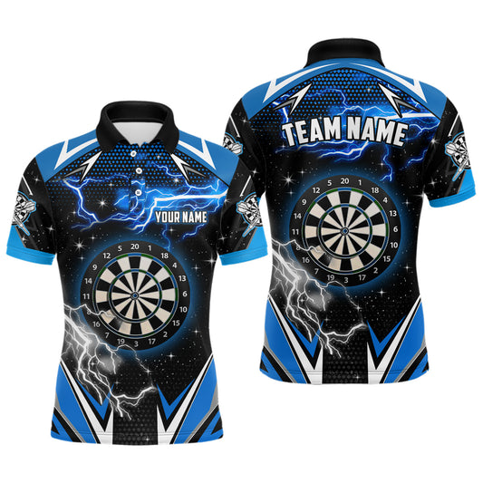 Individuelles Thunder Lightning Blau Dart Trikot für Herren, Team Liga Dart Shirts TDM1193