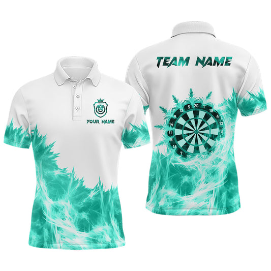 Individuelles eisiges türkis-weißes Dart-Poloshirt für Herren, Dart-Teamtrikot TDM3682