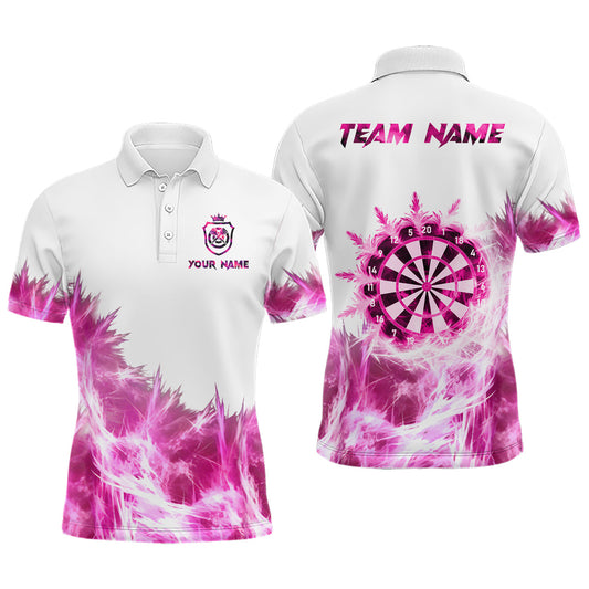 Individuelles pink eislicht-weißes Dart-Poloshirt für Herren, Dart-Teamtrikot TDM3683
