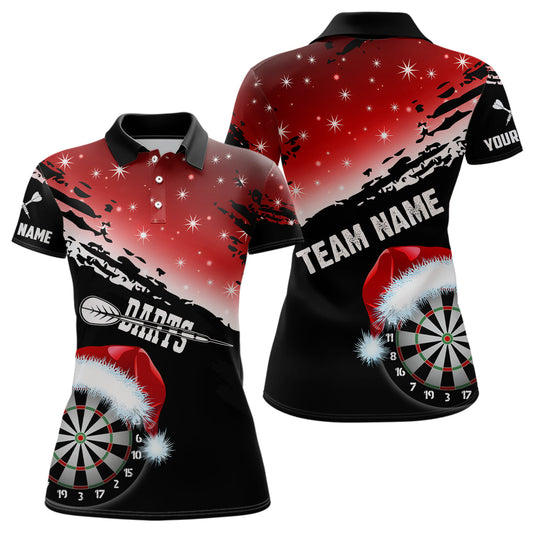 Individuelles Rotes Santa Dartboard Weihnachten Dart Poloshirt für Damen, Lustiges Dart Trikot TDM2953