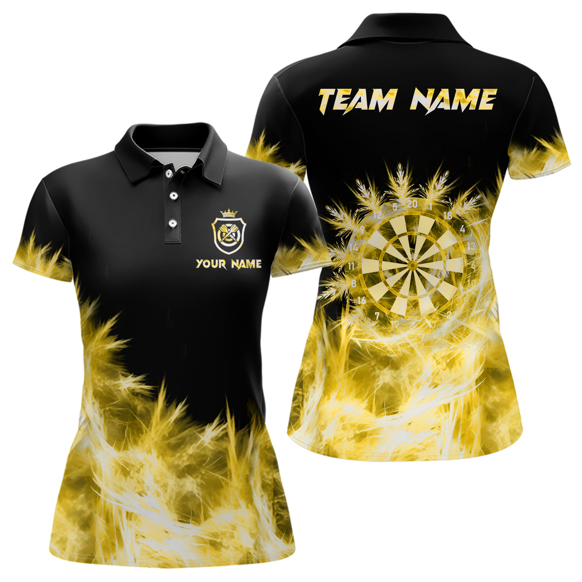 Individuelles Eisgelbes Licht Dart-Poloshirt für Damen, Dart-Trikot für Team TDM3181